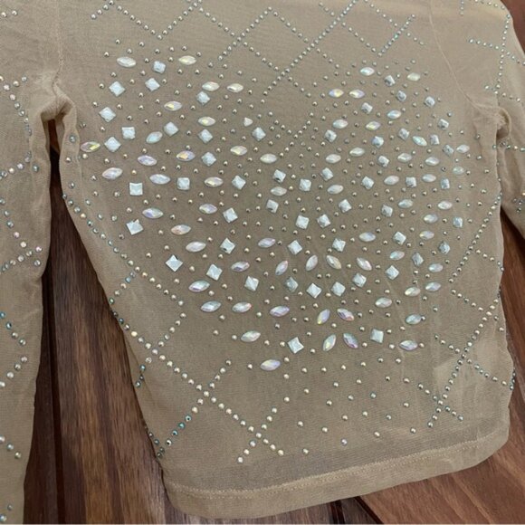 NWOT Windsor Sheer Rhinestone Cropped Long-Sleeve Top Small // NYE OUTFIT! - Picture 6 of 7